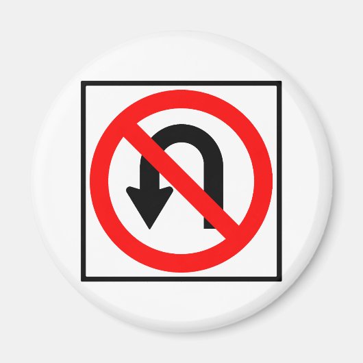 Geen U-bocht wegteken Magneet (Voorkant)