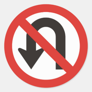 Geen U-Draaiteken Ronde Sticker