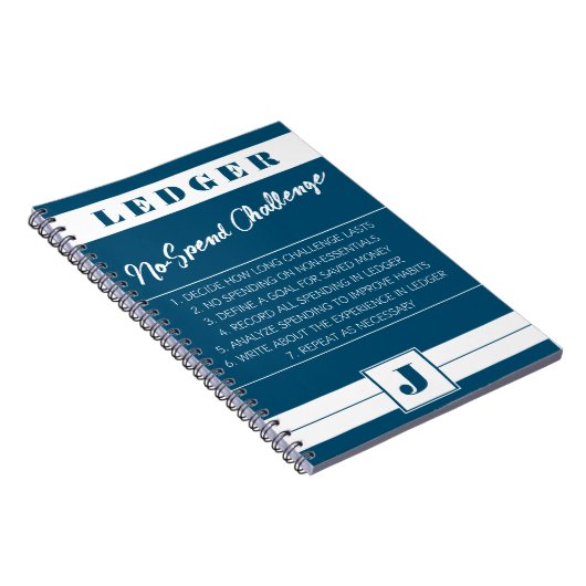 Geen uitgedructe uitdaging Ledger blauw en wit Ini Notitieboek (Rechterzijde)