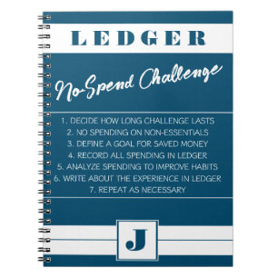 Geen uitgedructe uitdaging Ledger blauw en wit Ini Notitieboek