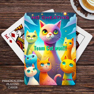 Geen Valsspelen Team Kat Won Whimsical Kleurrijke Pokerkaarten
