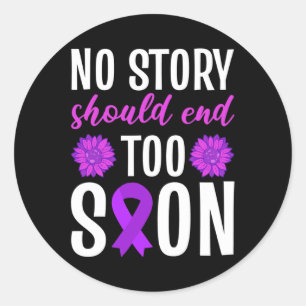 Geen verhaal mag te snel eindigen Paarse lintbloem Ronde Sticker