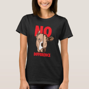 Geen verschil Hond en Koe Veganistisch en Vegetari T-shirt