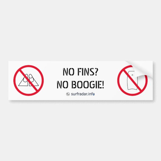 Geen vinnen? Geen Boogie. Bumpersticker (Voorkant)