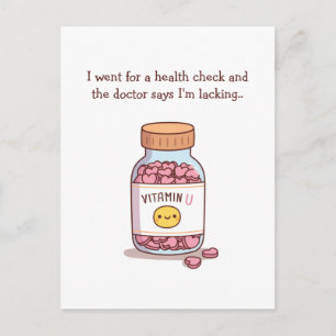 Geen vitamine U Grappige Valentijnsdag Briefkaart