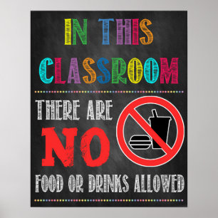 Geen voedsel of Drinken toegestaan Poster op schoo