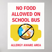 Geen voedsel toegestaan op school bus-allergie poster (Voorkant)