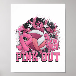 Geen Volleybal Ribbon Borstkanker Bewustzijn Poster