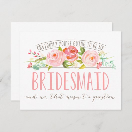 Geen vraag, Bridesmaid Roos Garden Kaart (Voorkant / Achterkant)