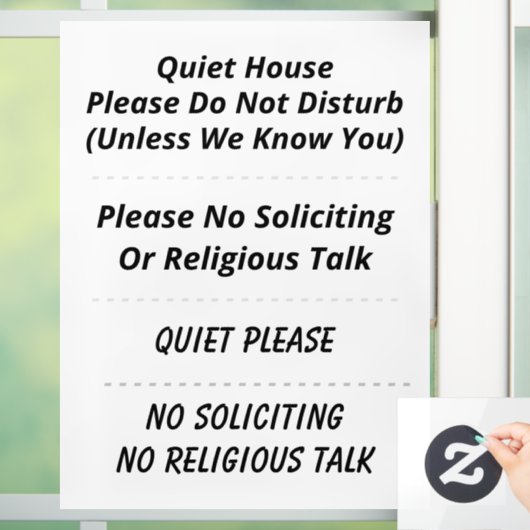 Geen vragen, religie, niet storen, rustig raamsticker (Huis)