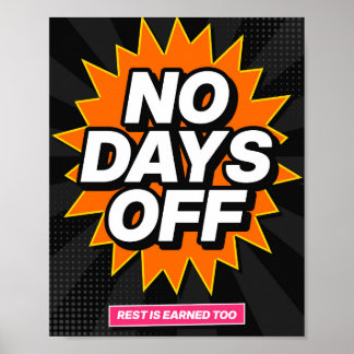 Geen Vrije Dagen Pop Art Gym Motivatie Poster