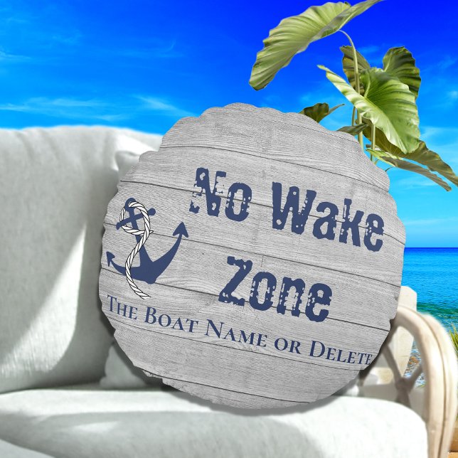 Geen Wake Zone Navy Anker Rope Nautical Rond Kussen (Creator heeft geüpload)