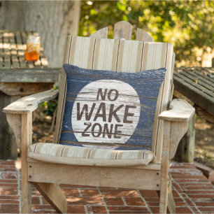 Geen Wake Zone Sign Weathered Wooden Plantern Patt Buitenkussen