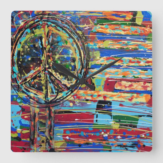 Geen War Wall Clock meer Vierkante Klok (Voorkant)