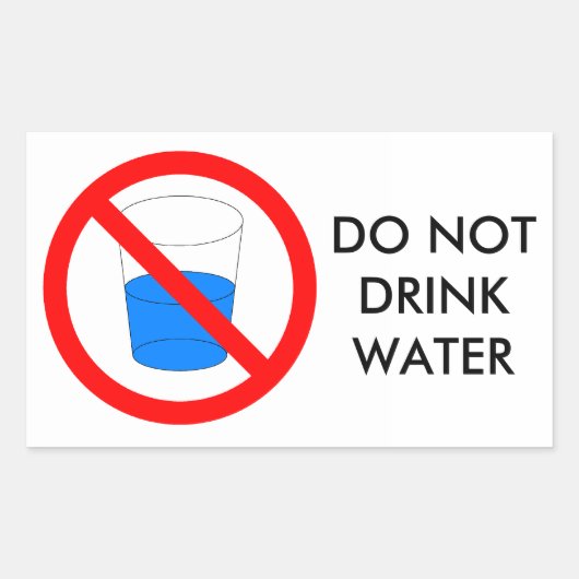 Geen waterteken drinken rechthoekige sticker (Voorkant)