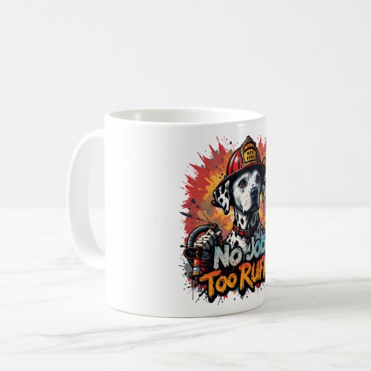 Geen werk te zwaar! Brandweerman Hond Mok - grappi (Voorkant links)