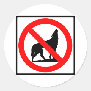 Geen wolven snelweg teken ronde sticker