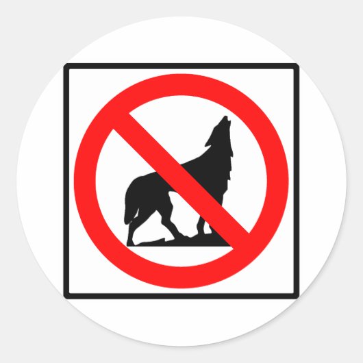 Geen wolven snelweg teken ronde sticker (Voorkant)