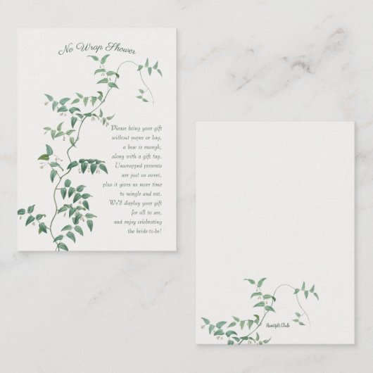 Geen Wrap Douchewandkaart Informatiekaartje (Voorkant / Achterkant)