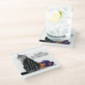 Geen wroeging Tabby Cat Funny Glazen Onderzetter (Schuin)