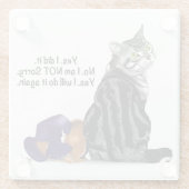 Geen wroeging Tabby Cat Funny Glazen Onderzetter (Achterkant)