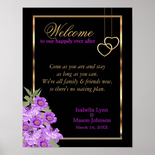 Geen zitplaatsingsplan - Elegant Paars Vloerhuweli Poster (Voorkant)