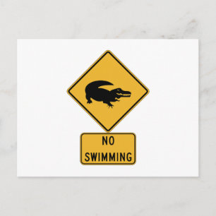 Geen zwemmen - Alligators (2), Sign, Louisiana, VS Briefkaart
