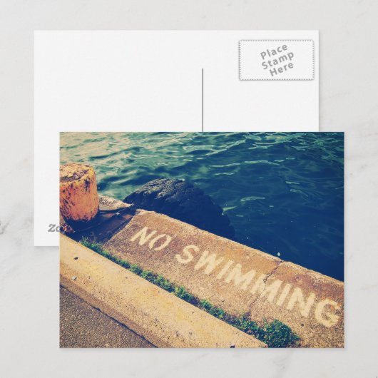 Geen zwemmen briefkaart (Voorkant / Achterkant)