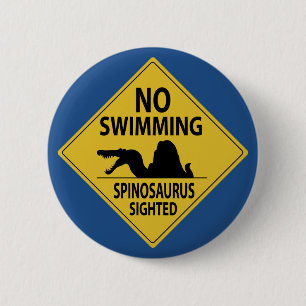 Geen zwemmen - Spinosaurus Gewogen Ronde Button 5,7 Cm