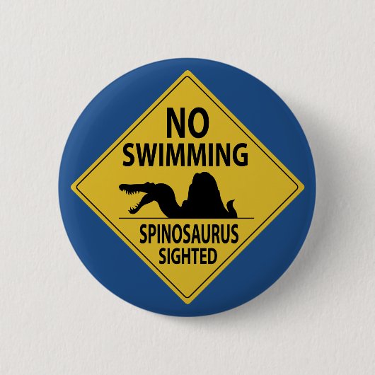 Geen zwemmen - Spinosaurus Gewogen Ronde Button 5,7 Cm (Voorkant)
