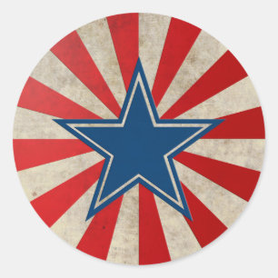Geëneerde glorie - Rode, witte en blauwe sterren e Ronde Sticker