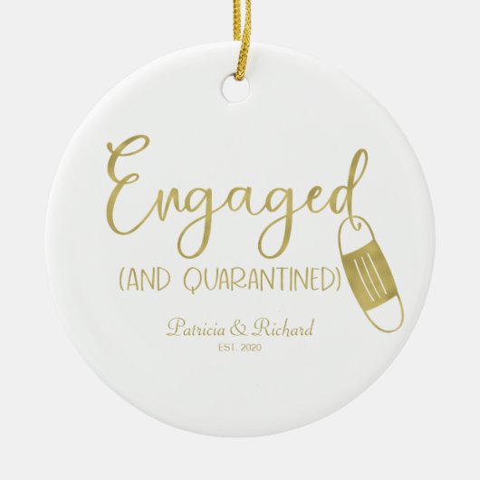 Geëngageerd en gepantserd Verloving Keramisch Ornament (Voorkant)