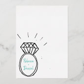 Geëngageerde AF Gold Metallic Script Vrijgezellenf Folie Uitnodiging (Achterkant)