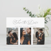 Geëngageerde Chic Romantic Wedding 3 Foto's Collag Save The Date (Staand voorkant)