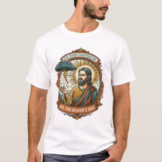 Geërgerde Jezus Donkere Regenwolk Bliksem Weer Hum T-shirt