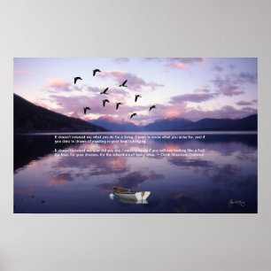 Geese over het gletsjermeer op Sunset Poster