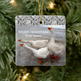 Geese wit   keramisch ornament