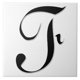 Geessele Letter F in Black Monogram Tegel Tegeltje
