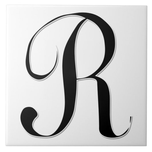 Geessele Letter R in Black Monogram Tegel Tegeltje (Voorkant)
