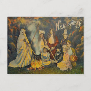 Geest Cowboy Kostuum Jack O Lantern Pompoen Briefkaart