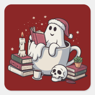 Geest Leest Boeken Kerstmis Leraar Boekenwurm  Vierkante Sticker