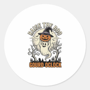 Geest Pompoen Shirt Vintage Halloween Gravure Te Ronde Sticker