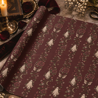 Geest Roos Lint Streep Vintage Halloween Cadeaupapier