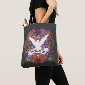 Geest van 1776 God Zegen de VS Vuurwerk Draagtas