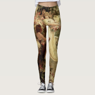 Geest van de Lente door Alphonse Mucha Leggings