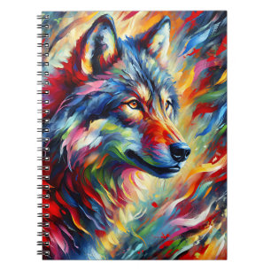 Geest van de Wilde Wolf – Abstracte Regenboog Ener Notitieboek