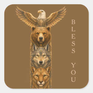 Geest van de Wildernis – Totempaal Kunst Vierkante Sticker
