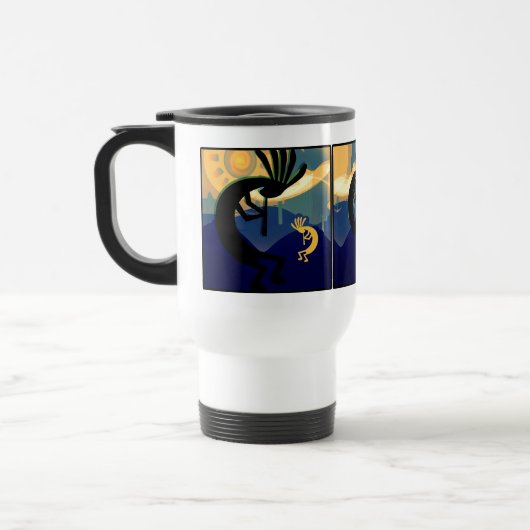 Geest van Kokopelli woestijnlandschap turquoise Reisbeker (Links)