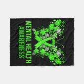 Geestelijke Gezondheid Bewustzijn Vlinder Groene R Fleece Deken (Voorkant (Horizontaal))