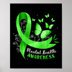 Geestelijke Gezondheid Bewustzijn Vlinder Groene R Poster